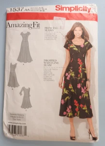Simplicity 1537 sewing pattern Amazing Fit Dress  Sizes US 10 to 18 UNCUT UNUSED - Picture 1 of 2