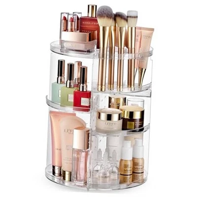 , Organizador de Maquillaje Giratorio - Altura de Estante Ajustable y Totalmente Transparente Foto 1 de 4