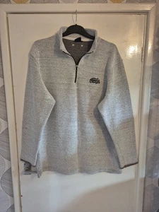 Mens 'Weird Fish' Macaroni Knit Jumper. White on Grey. 1/4 Zip. Heavy. 2XL(50") - Picture 1 of 10