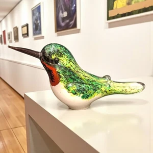 Langham England Paul Miller Signed 6" Hand Blown Art Glass Hummingbird Figurine - Picture 1 of 10