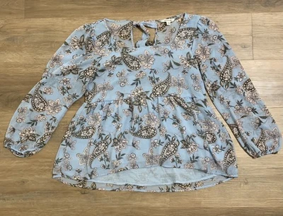 Женский American Eagle цветочный Puff рукав пеплум чистый Топ размер L - Изображение 1 из 4