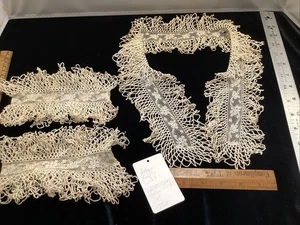 Juego de collar y puños de encaje de aguja fina y ganchillo antiguo de colección 1772🌟 hecho a mano - Imagen 1 de 8