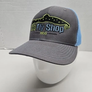 TCO Fly Shop Mütze Netzrücken Angeln Kappe verstellbar Druckknopflasche Köder grau blau - Bild 1 von 8