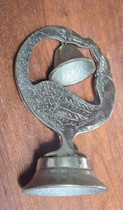 6" Tall Dinner Brass Bell Wild Long Neck Exotic Bird No Hammer - Picture 1 of 7