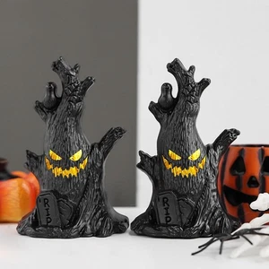 Halloween Deko Geister Baumstumpf mit LED Licht, 2 Stück Baumstumpf Figuren  - Bild 1 von 9