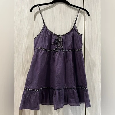 Camiseta sin mangas vintage American Eagle Outfitters de algodón púrpura babydoll talla 8 Foto 1 de 4