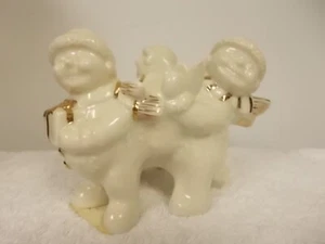 Mikasa Holiday Elegance Christmas Snowmen Ivory Porcelain Tealight Candle Holder - Picture 1 of 5