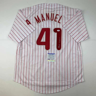 Autographed/Signed Charlie Manuel Philadelphia Pinstripe Jersey PSA/DNA COA - Image 1 of 4