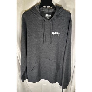 BASS OUTDOOR Mens Stacked Large Logo Fleece Hoodie Charcoal Heather - NWT - Size - Picture 1 of 5