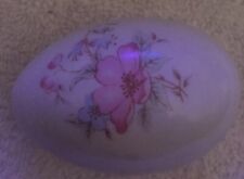 Vintage Ceramic Porcelain Easter Egg Floral Pink Flower Lidded Trinket Pill Box