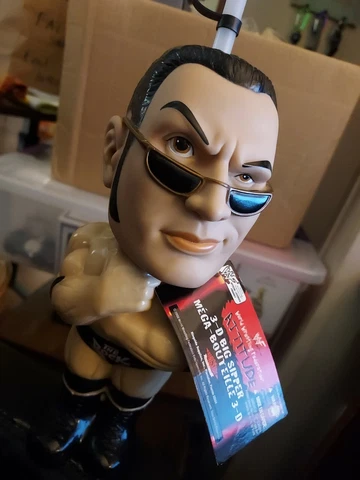Vintage 1999 WWF Wrestling The Rock Attitude Water Bottle Sipper Dwayne Johnson Cover