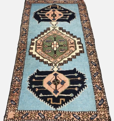 2'4"x3'7" ANTIQUE HAND KNOTTED CAUCASIAN KAZAK SERAPE TRIBAL WOOL RUG RUNNER - Image 1 of 4