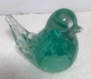 Prestige Art Glass Co Elwood Indiana Teal Bird Paperweight 2000 - Picture 1 of 3