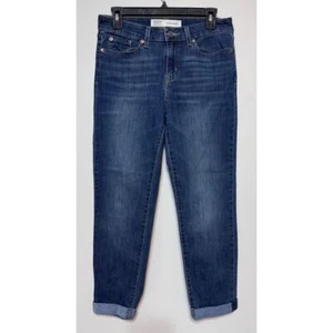 Levi's Waterless Mid Rise Boyfriend Jeans Medium Wash Size 6 Cropped Cuffed - Picture 1 of 6