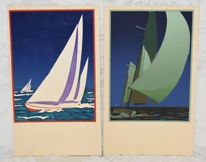 152u. 2x SERIGRAPH ART PC, M.A. SHEEHAN PUBL, PAUL DUBOSCLARD ARTIST, SAILBOATS - Picture 1 of 2
