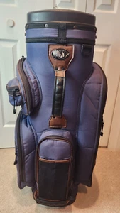 Vtg Burton Golf Bag Blue 6 Way Dividers Jasper, AL USA Nib lock with rain cover - Picture 1 of 8