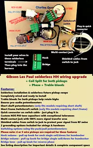 Aggiornamento cablaggio albero corto senza saldatura Gib Les Paul + corto 3 vie + split bobina + fase - Foto 1 di 10