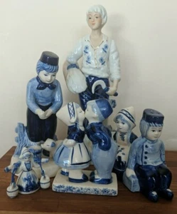 Delft Blue lotto di 6 baci coppia, sale e pepe, lattiera, donna fattoria, uomo - Foto 1 di 12