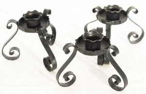 Kerzenleuchter 3x Mittelalter Gothic Kerzenständer Schwarz Gebogen 2831 - Bild 1 von 5