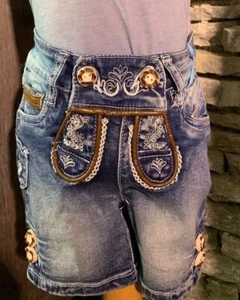 Kidstracht Jeanslederhose Lederhose Kinderlederhose Jeans blau Gr. 74-164 - Bild 1 von 4