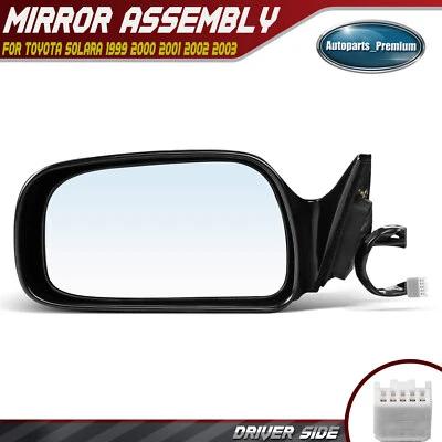 Espejo retrovisor eléctrico lateral izquierdo con calefacción liso negro 5 pines para Toyota Solara 1999-2003 Foto 1 de 4