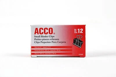 Clips de carpeta pequeños Acco 72020 Acco 24 unidades, tamaño 3/4" capacidad 2 PACK DE 12 Foto 1 de 2