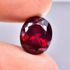 Certified Natural 9.40 Ct Blood Red Garnet Thailand Oval Cut Loose Gemstone - Picture 1 of 6