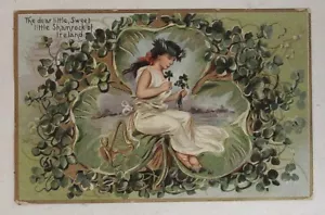 San Patrizio Giorno Dolce Piccolo Trifoglio d'Irlanda Tuck 1911 Cartolina d'epoca D2 - Foto 1 di 2