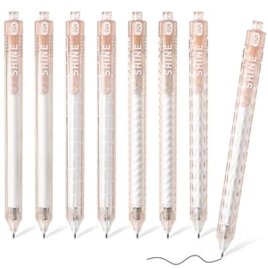 8Pcs Gel Pens 0.5 mm Fine Point Black Ink Pen Aesthetic Retractable Pens Quic... - Picture 1 of 8