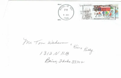 1986 Ptd Envelope Cover Boise ID 2c Igor Stravinsky 20c Seasons Greetings Stamp - Image 1 of 2