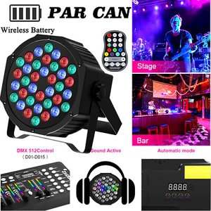 108W Wireless Battery Rechargeable 36LED RGB Par Can Stage Light DMX Party Event - Picture 1 of 14