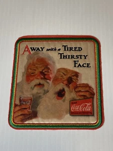 COCA COLA Christmas W&W LMH PATCH Badge 1933 COKE SANTA CLAUS Tired Thirsty Face - Picture 1 of 3