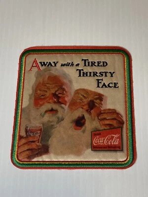 COCA COLA Christmas W&W LMH PATCH Badge 1933 COKE SANTA CLAUS Tired Thirsty Face - Image 1 of 3
