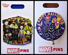 Disney Parks 2 Pin lot MARVEL Supporting cast big pin Loki + Halloween Spiderman