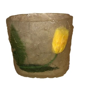 Cestino spazzatura acrilico lucite fiore seta incassato testurizzato vintage MCM - Foto 1 di 10