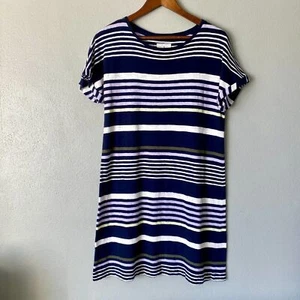 Lou & Grey Para Mujer Pequeña Náutica Rayas Azul Marino Blanco Camiseta Línea A Vestido Ajustado - Imagen 1 de 9