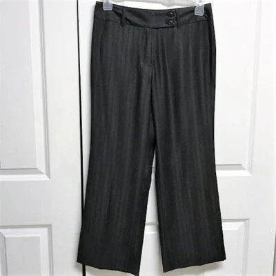 Bogari Black Pinstripe Silk Blend Mid Rise Stretch Wise Leg Dress Pants Size 6 - Image 1 of 4