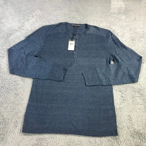 John Varvatos Sweater Mens Medium M Blue Collection Luxury Henley  New $298 - Picture 1 of 11
