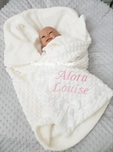 Personalised Baby Blanket Shawl Deluxe Supersoft Cosy Sherpa Back X 3 Colours - Picture 1 of 5