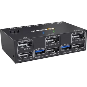 KVM Switch 2 Monitors 2 Computers 4K@144Hz, Displayport KVM Switch Dual Monit... - Afbeelding 1 van 18