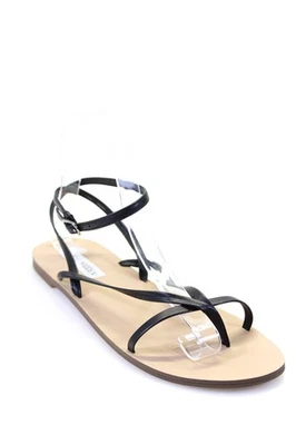 Steve Madden Womens Amuse Ankle Strap Gladiator Flat Sandals Black Size 8 - Image 1 of 4