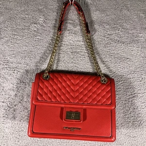Karl Lagerfeld Paris rote klassische gesteppte Klapp Handtasche mit Kettenriemen elegant - Bild 1 von 24