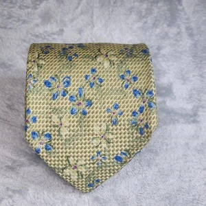 VINTAGE Ermenegildo Zegna Tie Mens Silk Italy Green Blue Floral Jacquard Necktie - Picture 1 of 9
