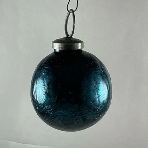 Vintage Kugel Stil Crackled Glaskugel Ornament blau irisierend 2,5" Durchmesser - Bild 1 von 7