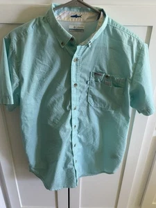 Columbia PFG Teal Fishing Men's Button-Up Short-Sleeved Short Small Bonefish S - Bild 1 von 4