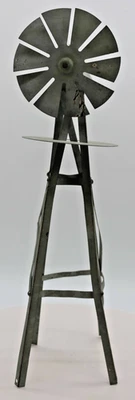 O Scale Windmill. Pressed Steel, 11 1/2" Tall, Silver. Working 1:48 Scale Rare - Image 1 of 4