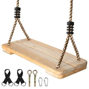 EXTFANS Wood Tree Swing Seat, Wooden Swing Set for Children Adult Kids, 15.7 * - Picture 1 of 5