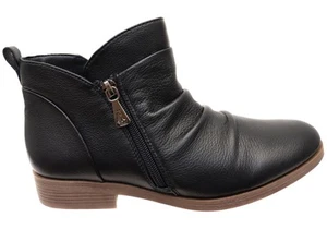 Womens Hush Puppies Chalet Comfortable Black Leather Ankle Boots - ModeShoesAU - Picture 1 of 10