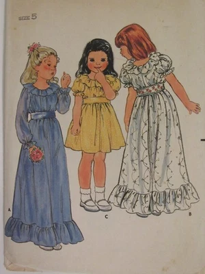 Darling VTG BUTTERICK 3119 Girls Boho Ruffled Dress in 2 lengths PATTERN 5/24B - Image 1 of 3