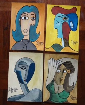 美丽 批量 04 "Pablo PICASSO" 手工制作,不复制绘画。 — 第 1/4 张图片